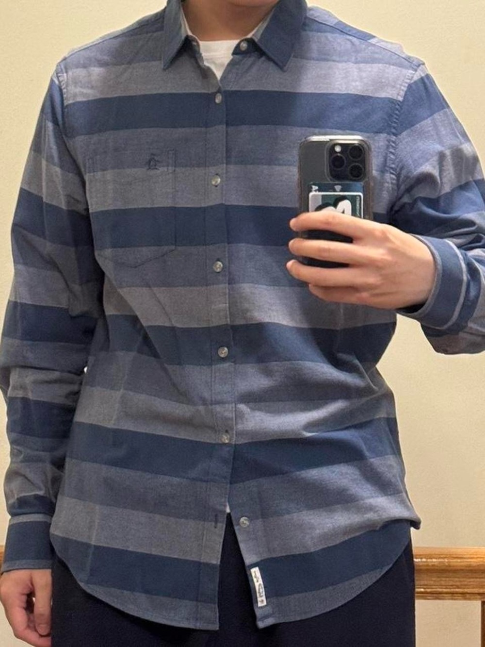penguin blue striped button down dress shirt, heritage slim fit